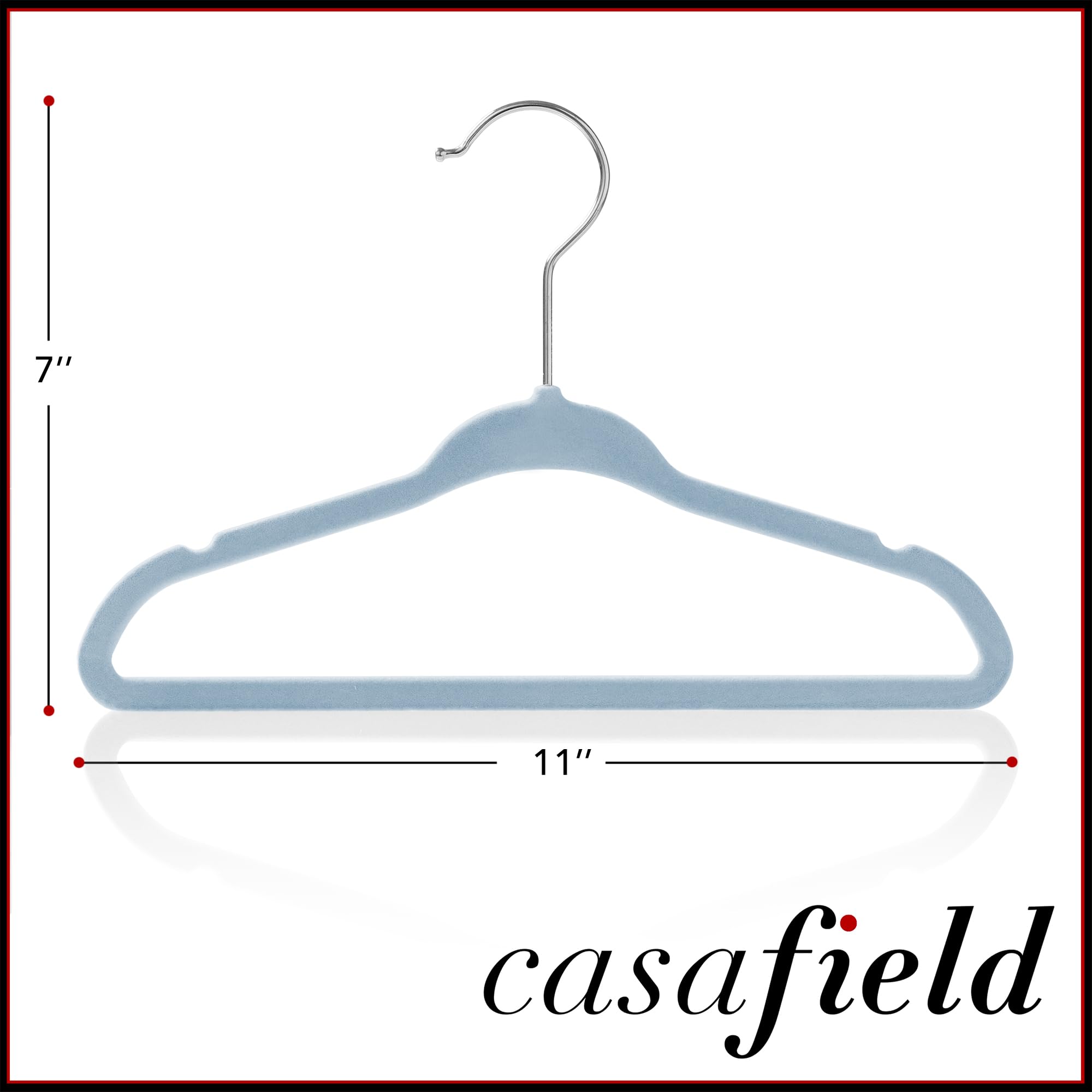 Casafield baby closet organization setup using light-blue velvet hangers.