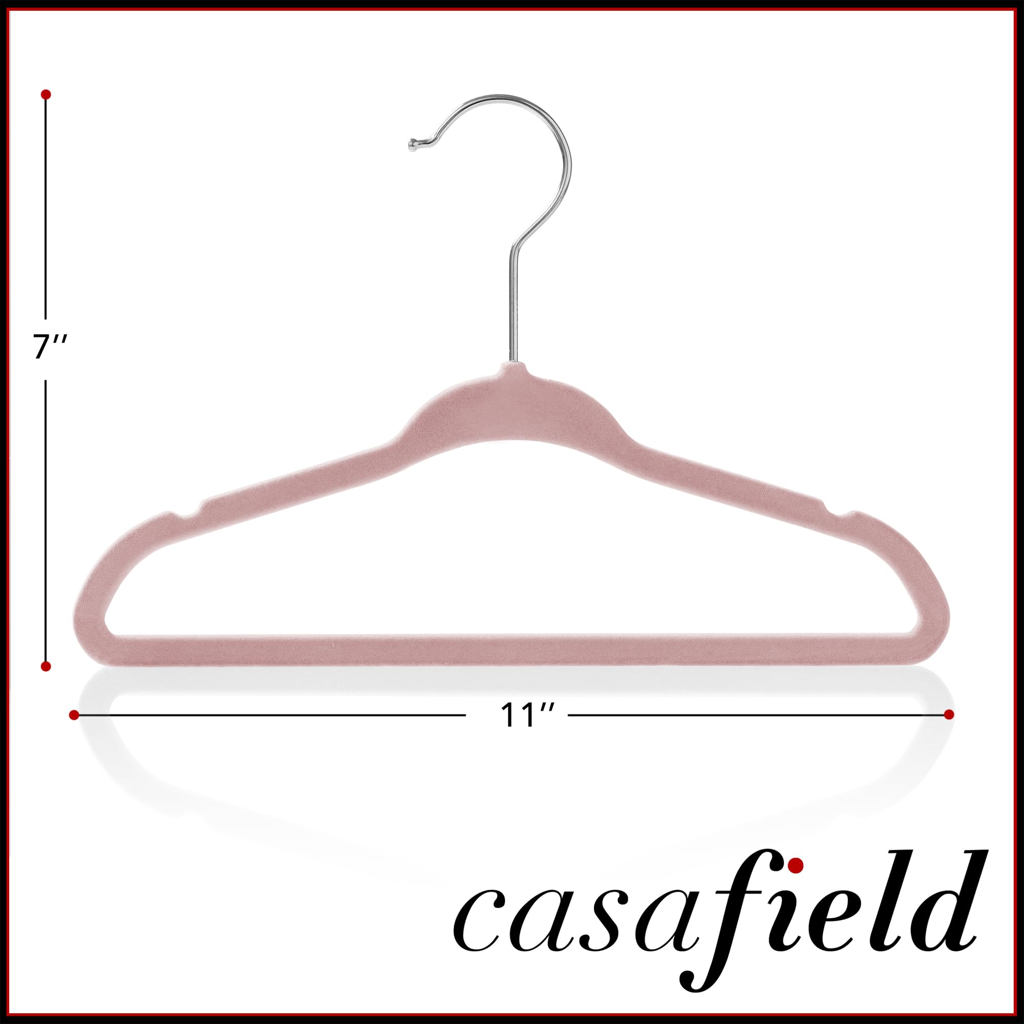 Casafield light pink velvet hangers in closet for a coordinated look.