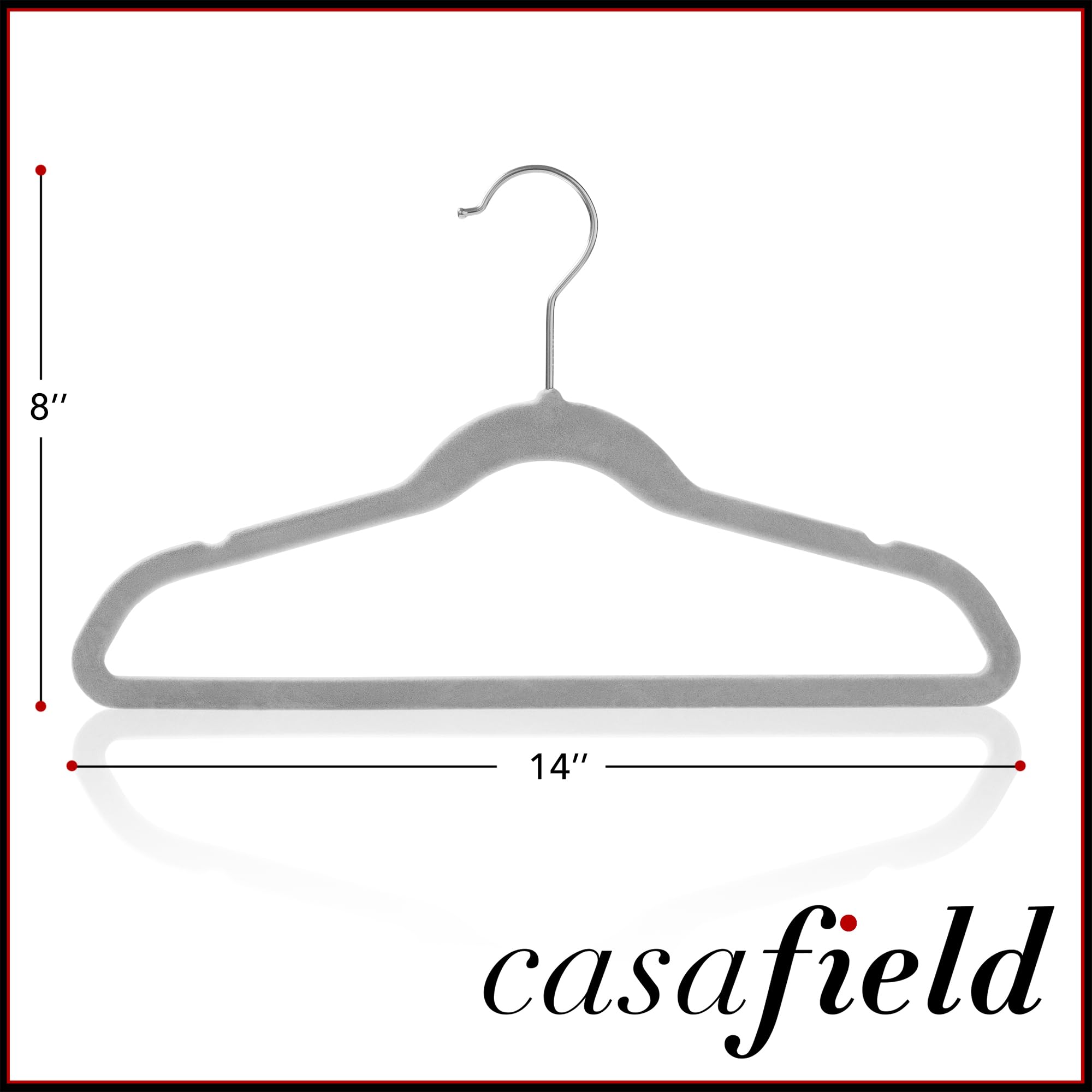 Casafield velvet kids hangers 14-inch gray in closet keeping space neat.