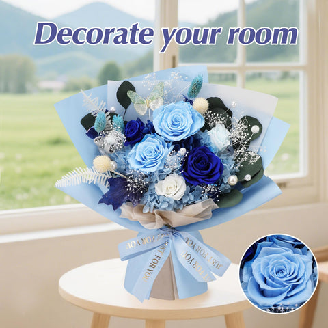 Casaido blue rose bouquet in gift box ready to delight recipient