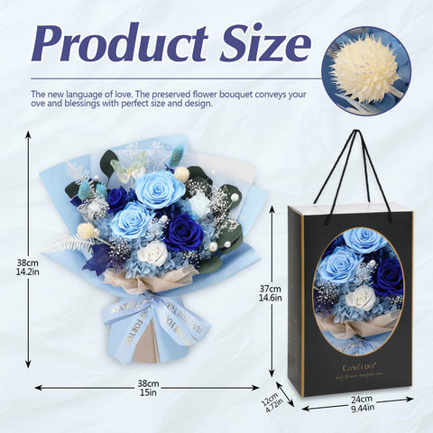 Casaido hydrangeas and baby's breath in a handcrafted bouquet