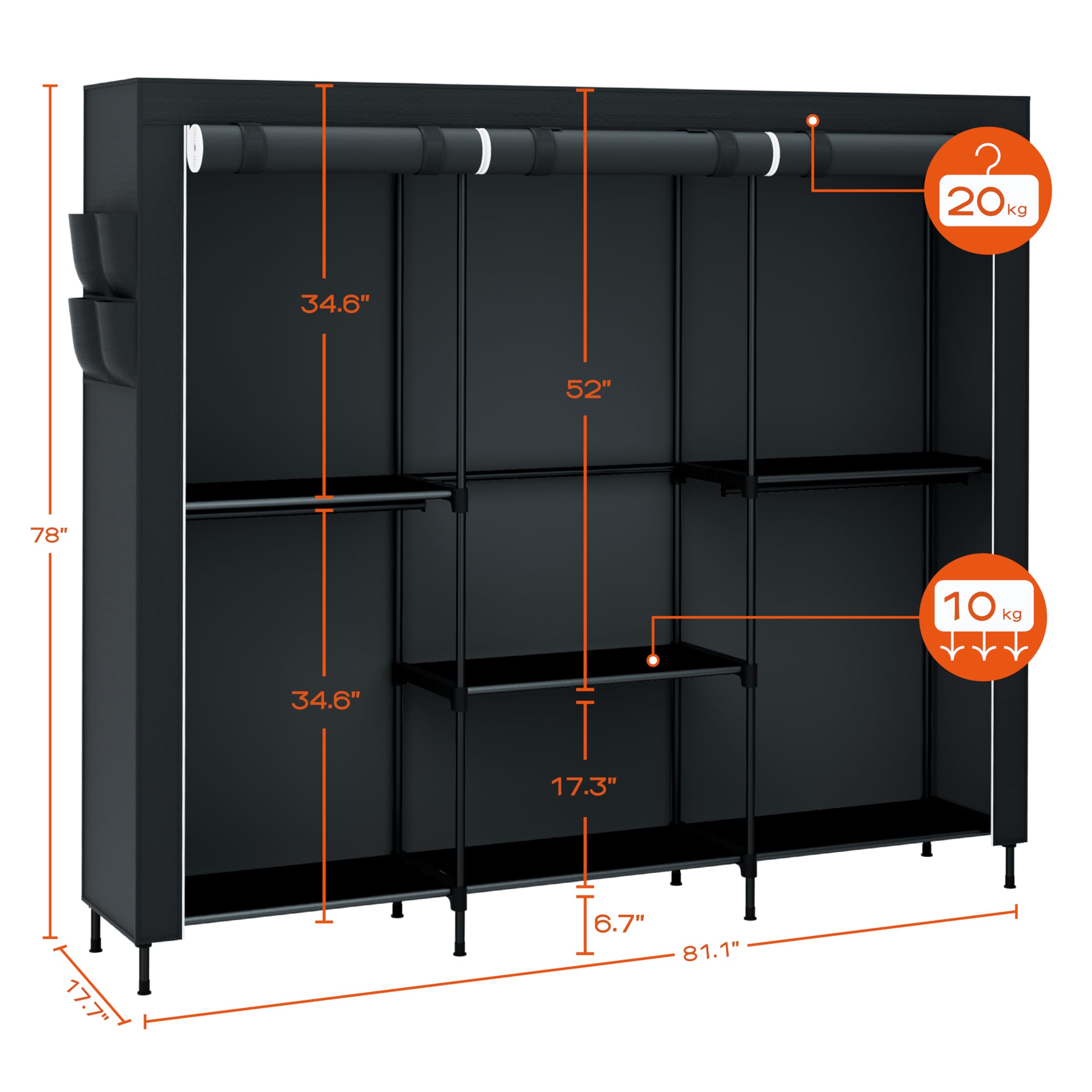 Casamaya anti-tip kit secures the closet to wall for safety.
