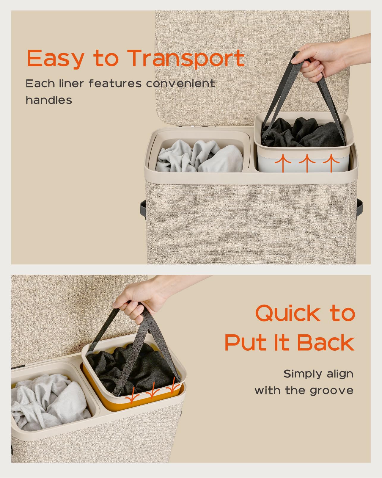 Casamaya laundry basket handles enable easy carrying.