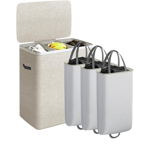 CASAMAYA three-section 190L laundry basket organizes family laundry