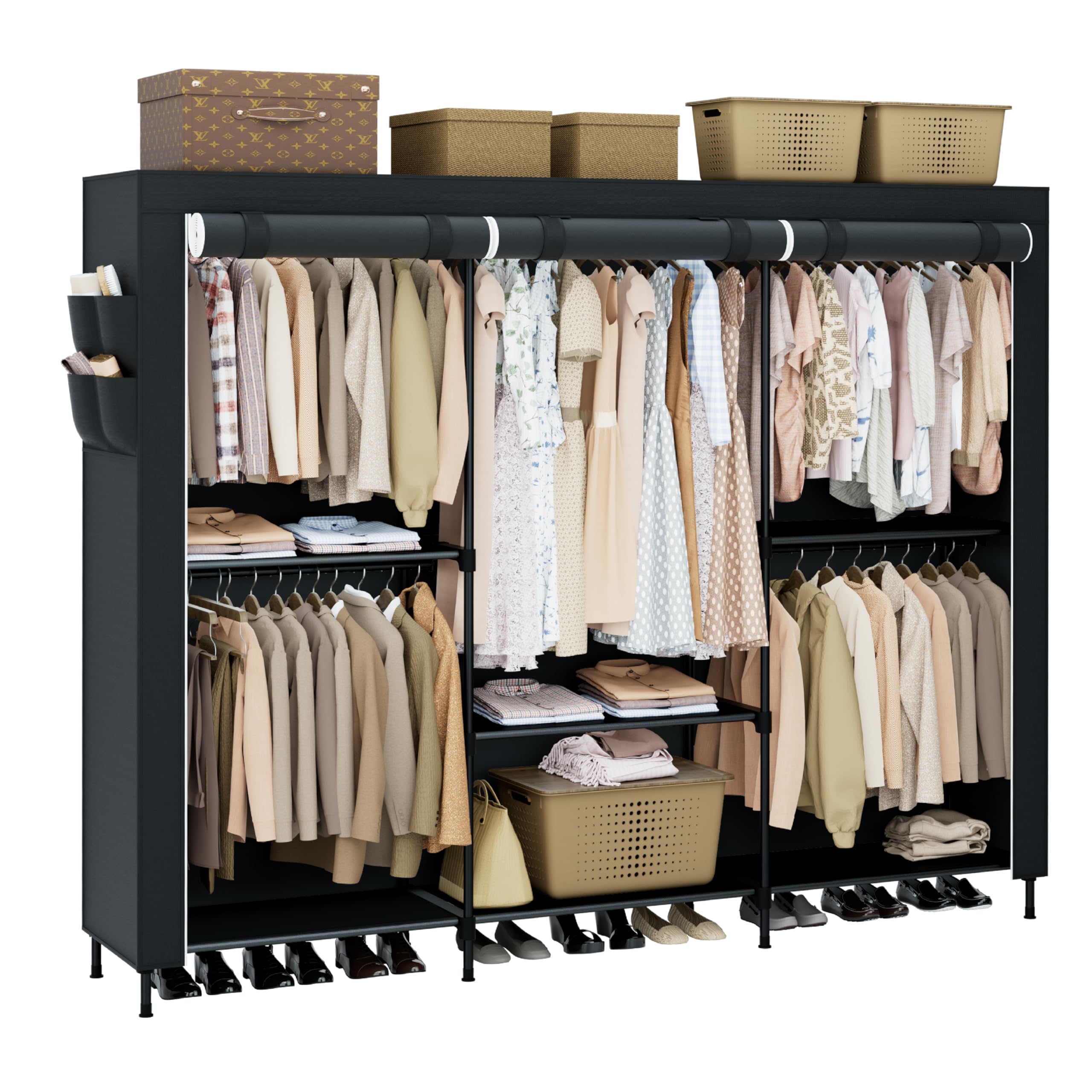 Casamaya portable closet with cover, front view, showing large capacity for easy organization.