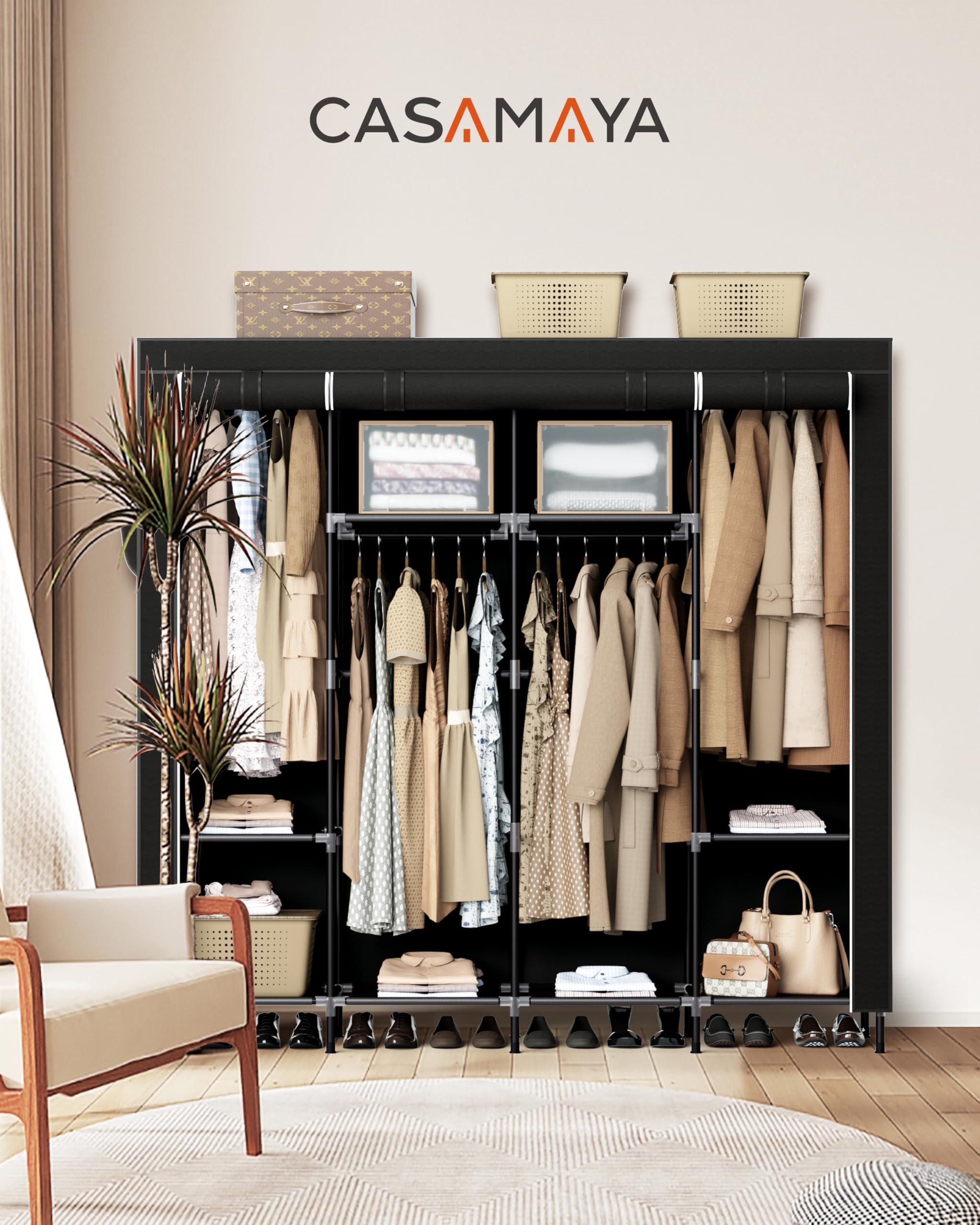 Casamaya portable closet shows tool-free assembly for quick setup