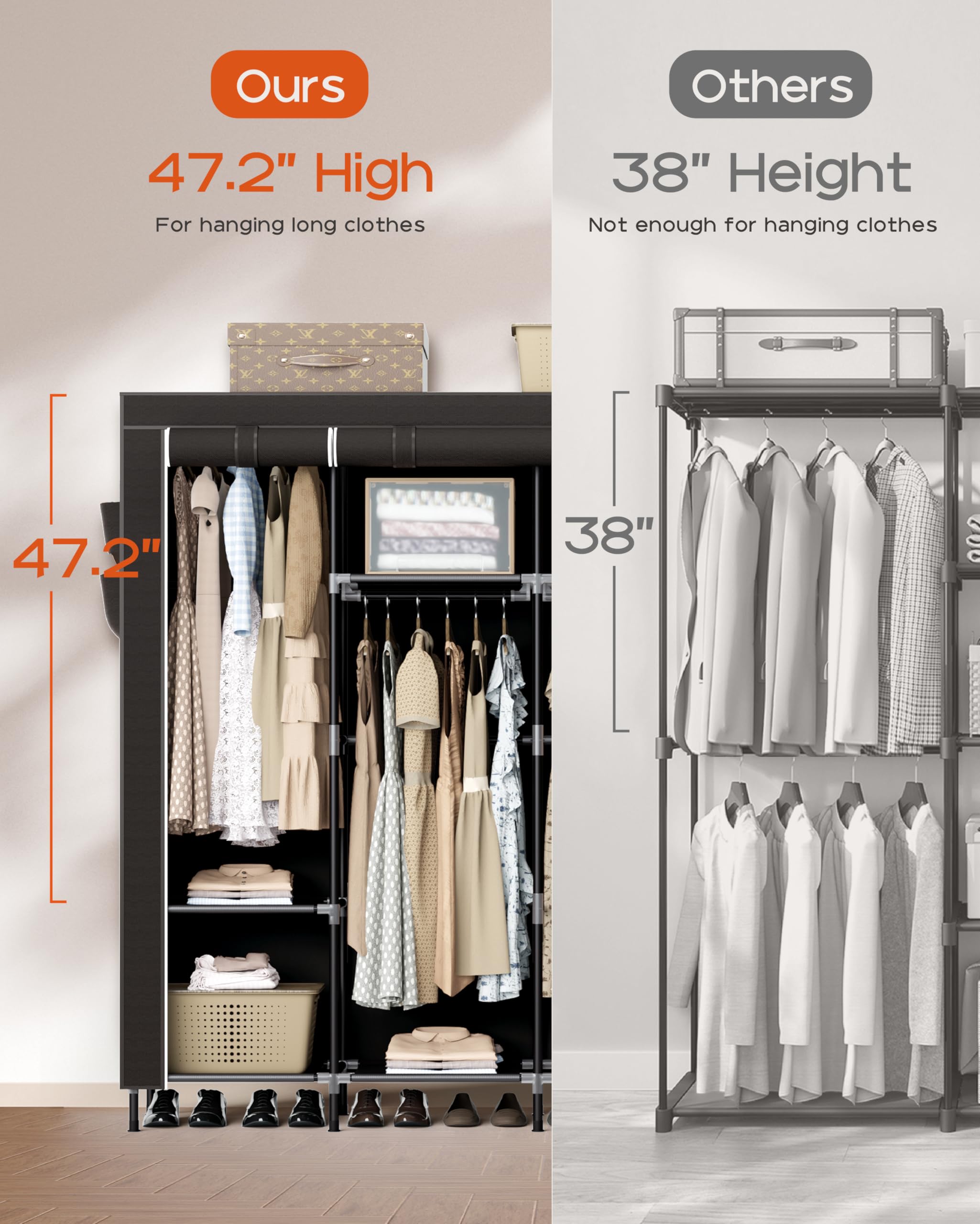 Casamaya four hanging rods maximize long clothes organization