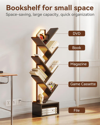 Casaottima six storage racks display books and decor.