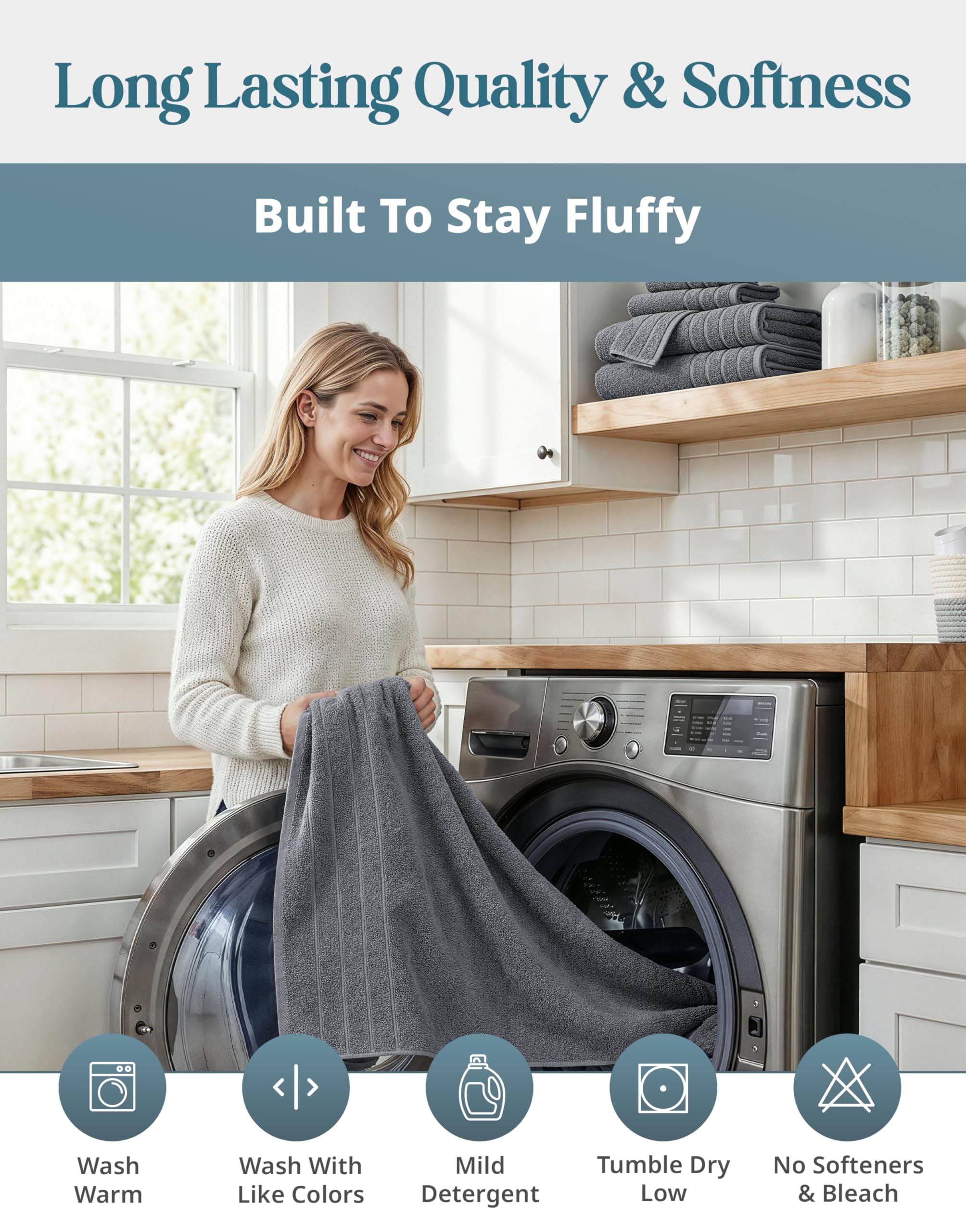 Casa Platino premium cotton towels cool grey color option for stylish bathrooms