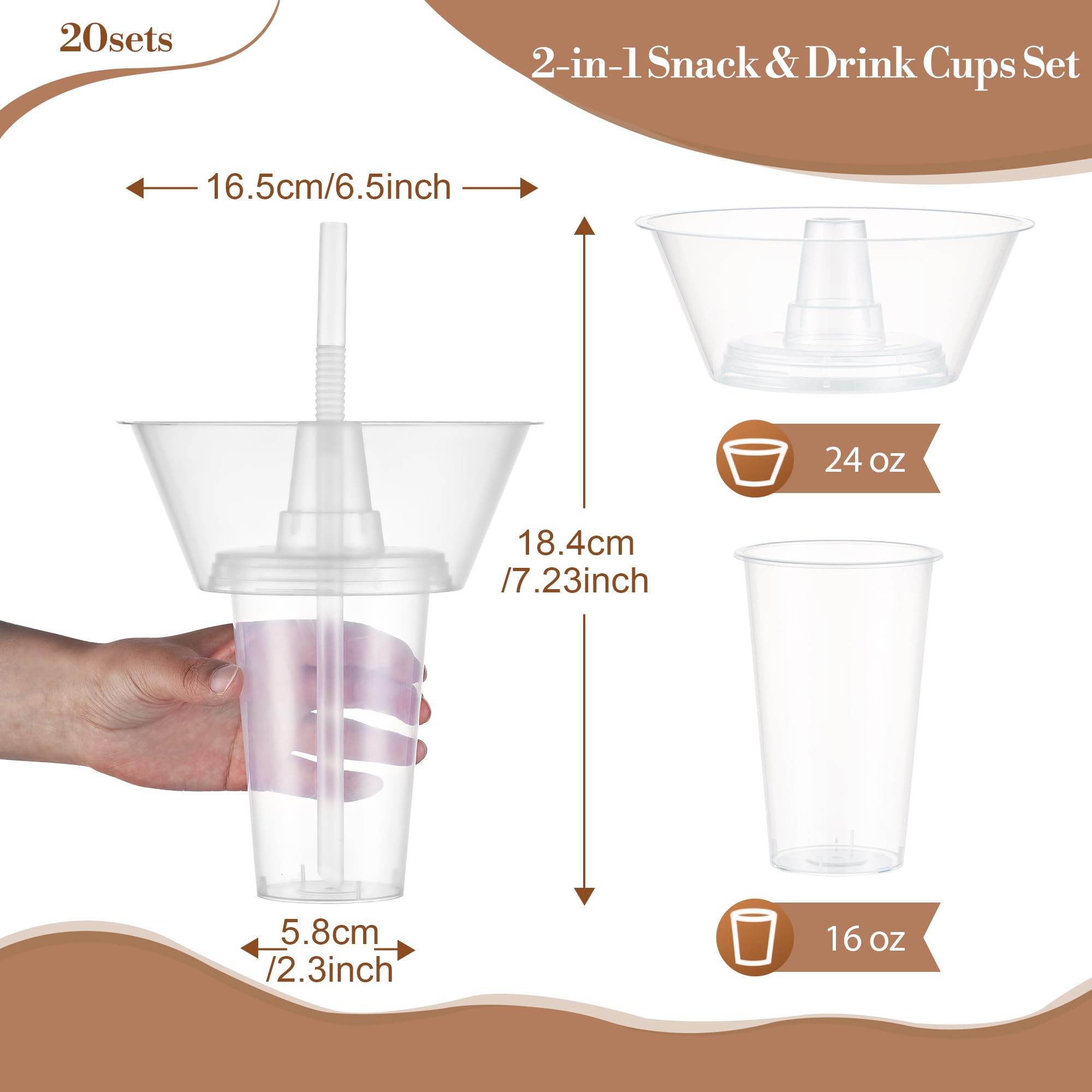 Casarak 2-in-1 design with detachable top bowl keeps drinks secure while snacking