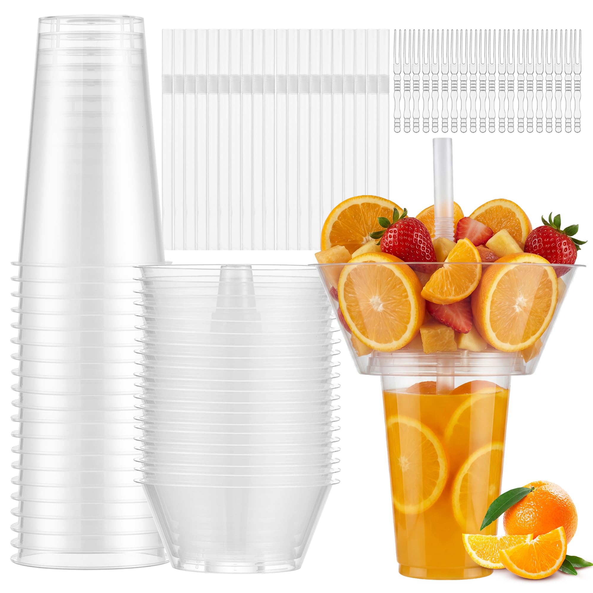 Casarak 20-set snack and drink cup with top bowl for party snacking