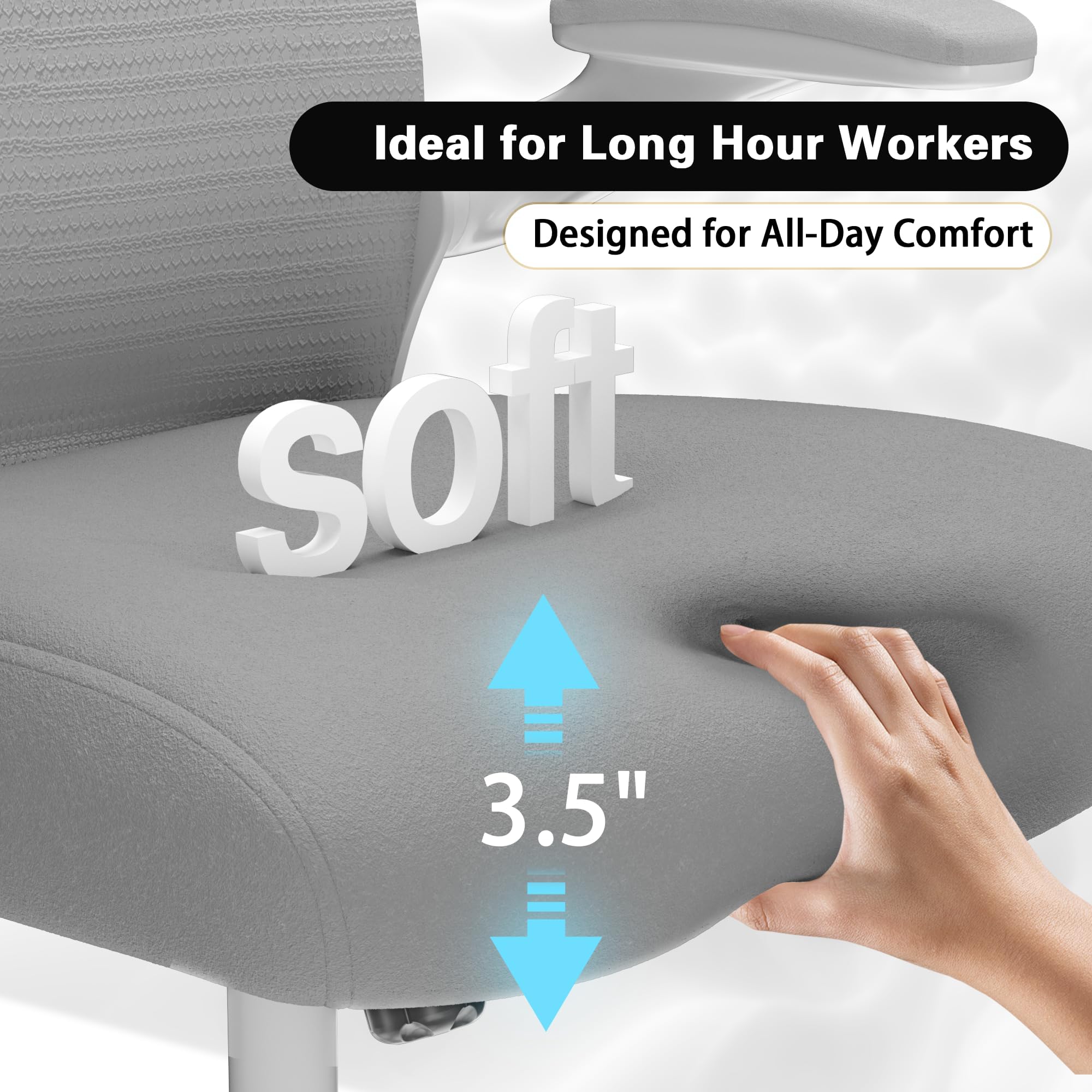 CASASIO chair featuring flip-up arms for space-saving at your desk.