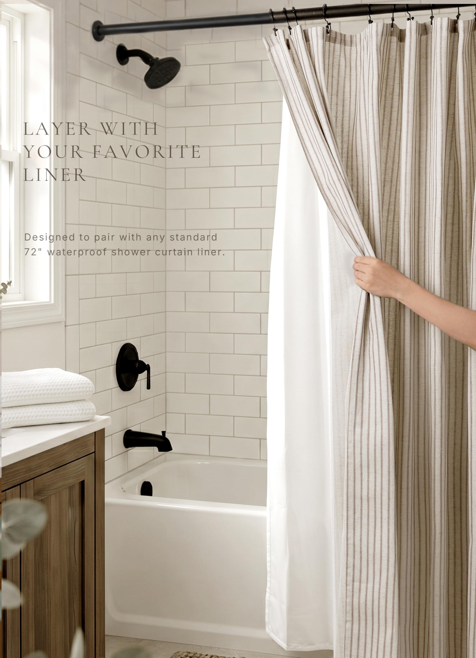 CasaTena breathable curtain image emphasizes airflow to help bathroom feel fresh.
