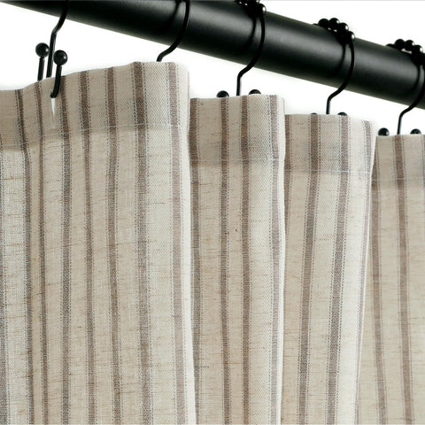 CasaTena Farmhouse striped curtain 72x84 inches adds rustic charm and pairs with various bathroom styles.