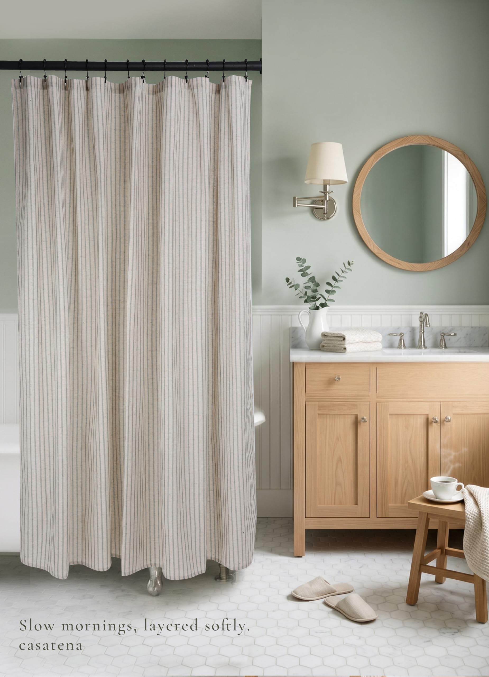 CasaTena machine washable shower curtain makes everyday care simple