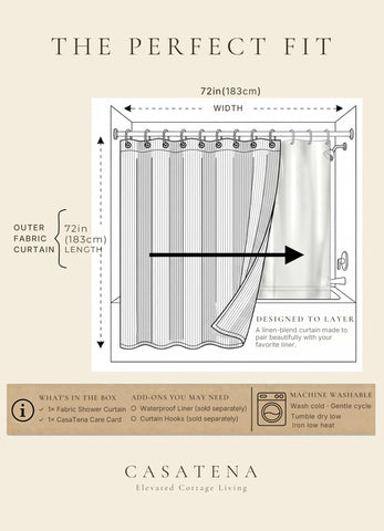 CasaTena standard 72x72 curtain fits most showers with ease
