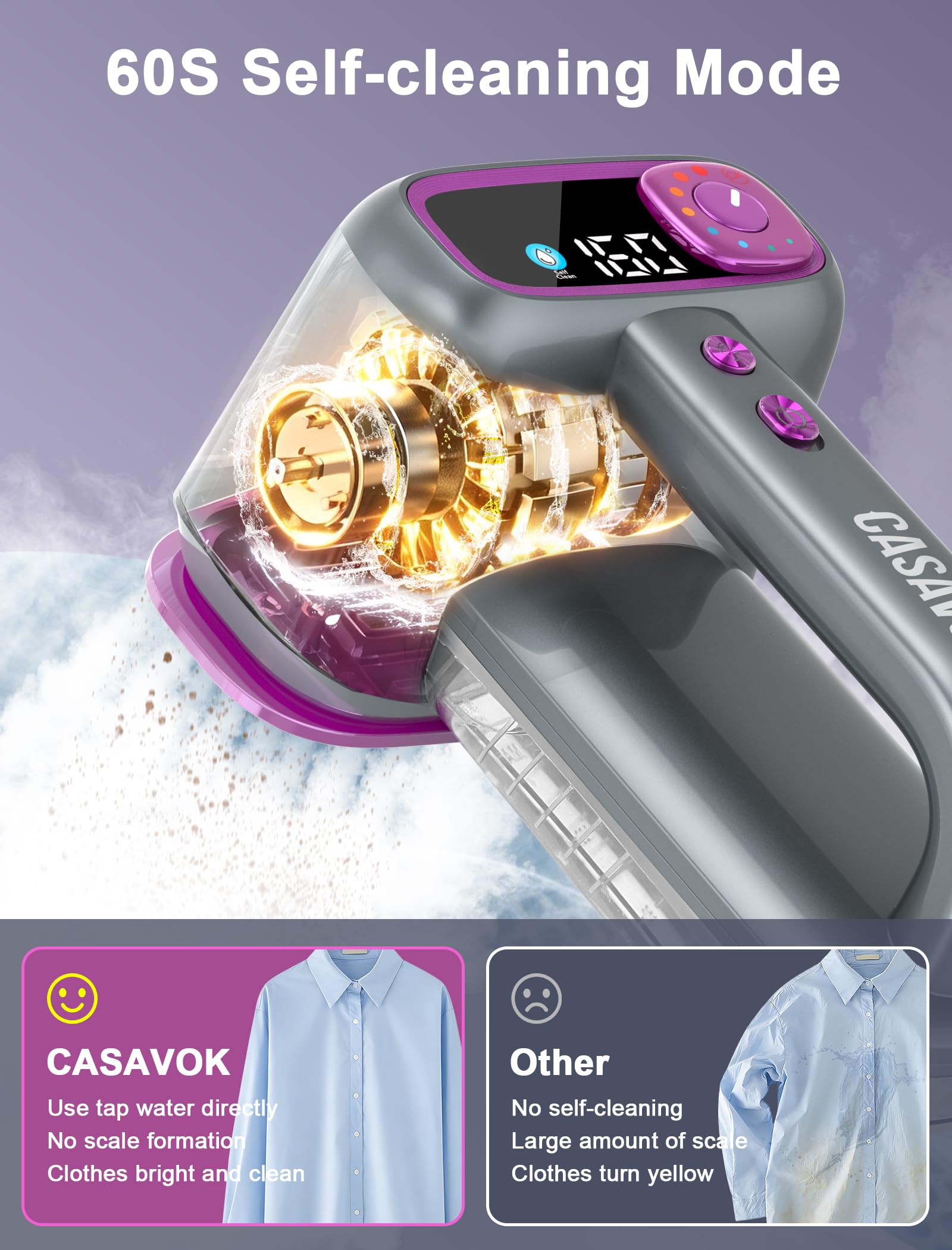 Casavok Travel Steamer 2-in-1 vertical and horizontal use demonstrated