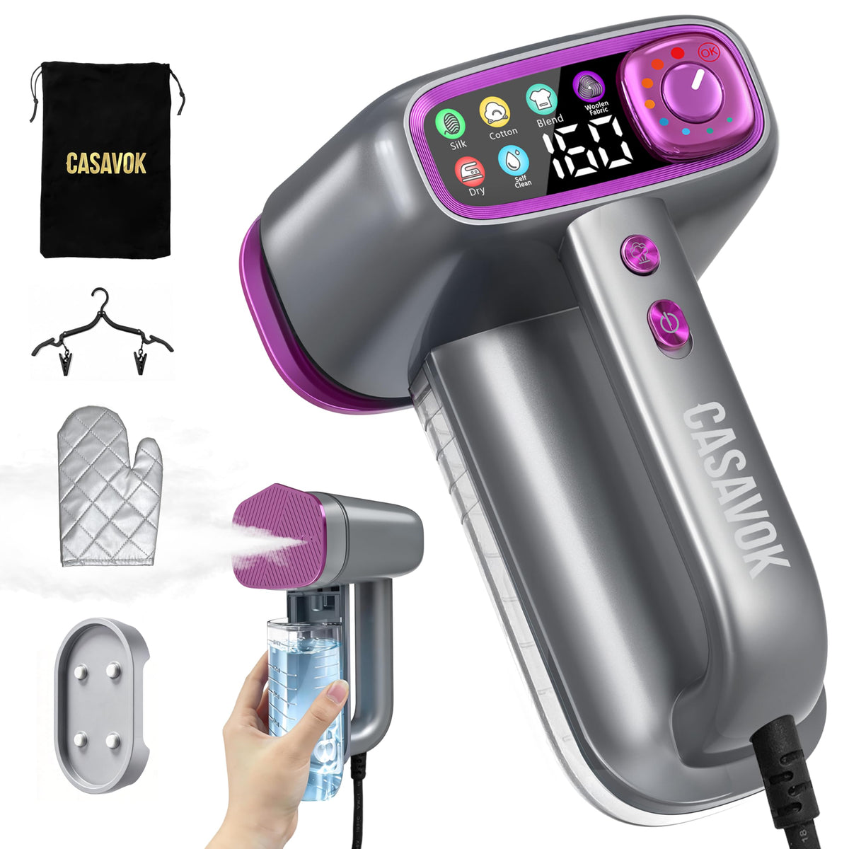 Casavok Travel Steamer in compact design ideal for travel and quick refreshes