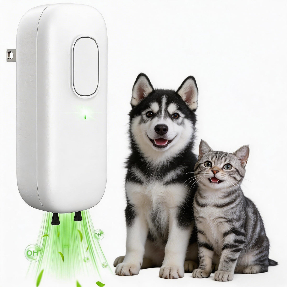 CASEQUUE cat litter deodorizer plugged in for immediate odor control and fresh air.