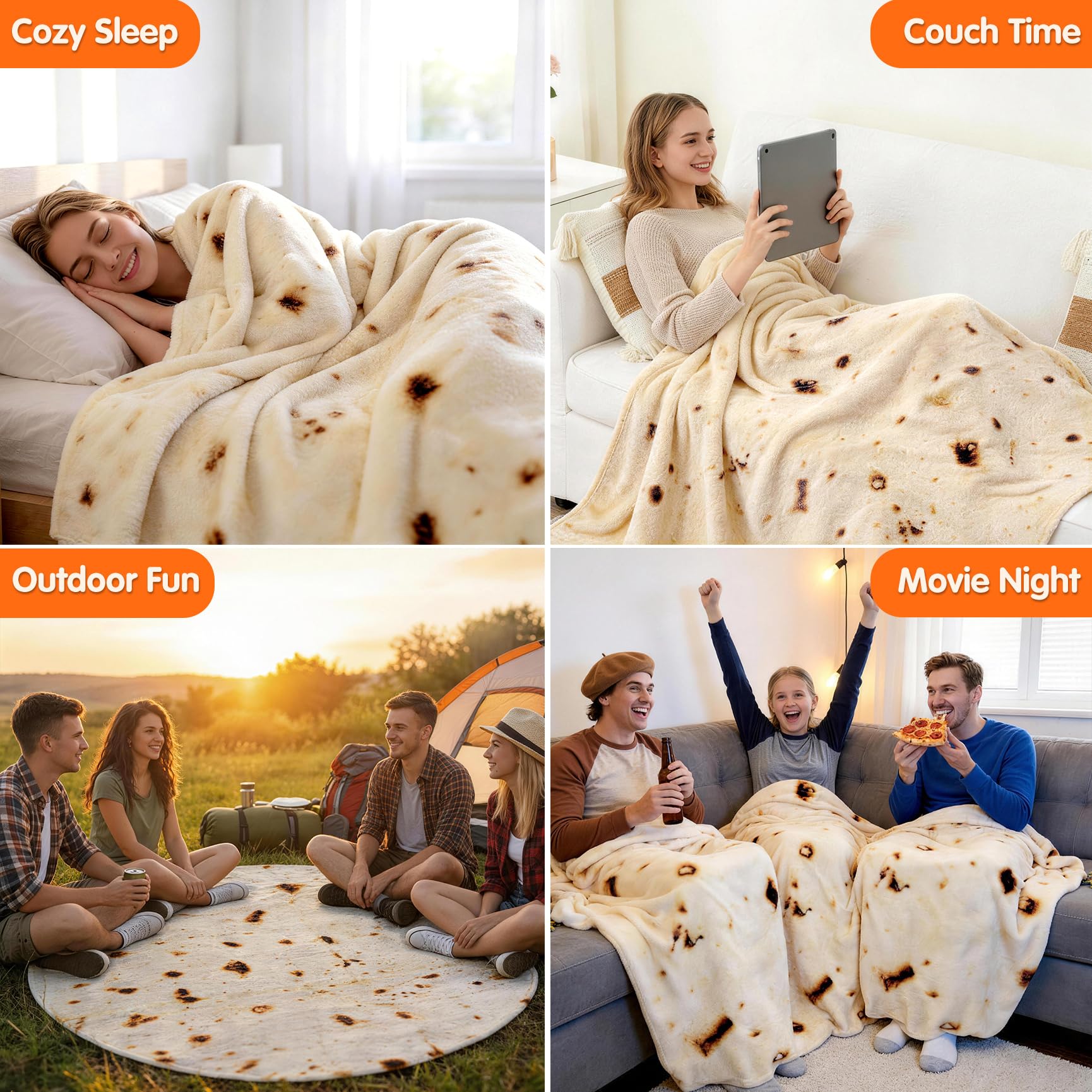 CASOFU burrito blanket close-up highlights plush texture and print detail.