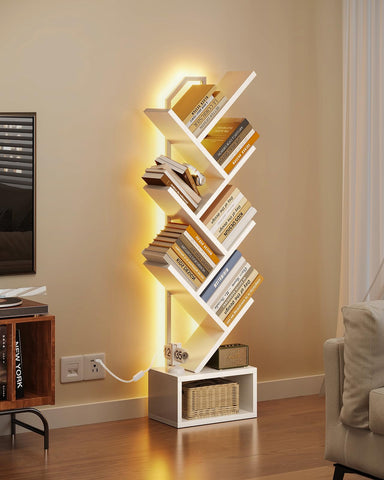 Casaottima tree bookshelf close-up of LED strip and color modes