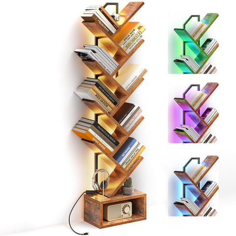 Casaottima tree bookshelf with LED lighting creates ambient mood in living rooms