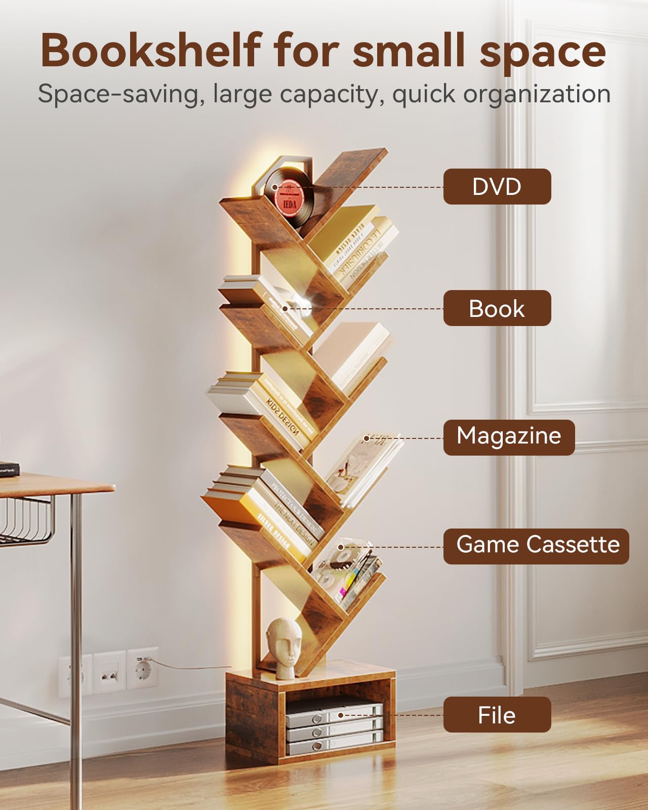 Casaottima 8-shelf unit provides ample space for books and decor