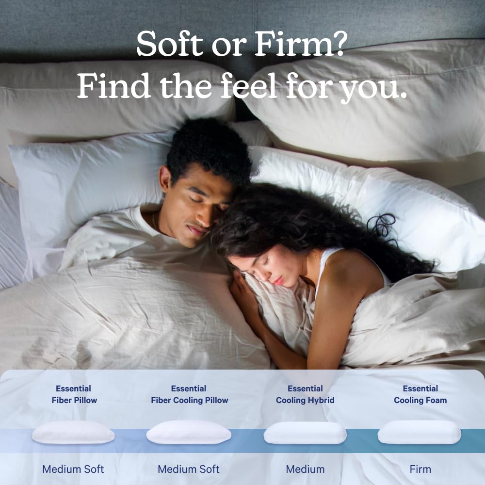 Casper Essential Pillow 2-Pack crisp cotton cover closeup for a cooler feel.