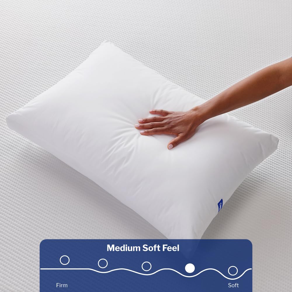 Casper Essential Pillow 2-Pack stomach view suited for stomach sleepers seeking light support.