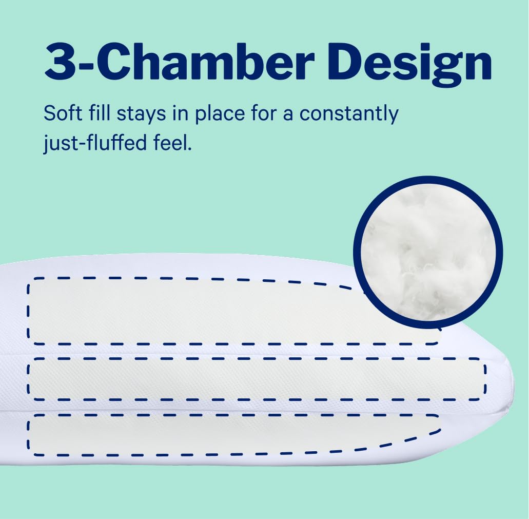 Casper Sleep Essential Cooling Pillow back-sleep position demonstration showing neck support