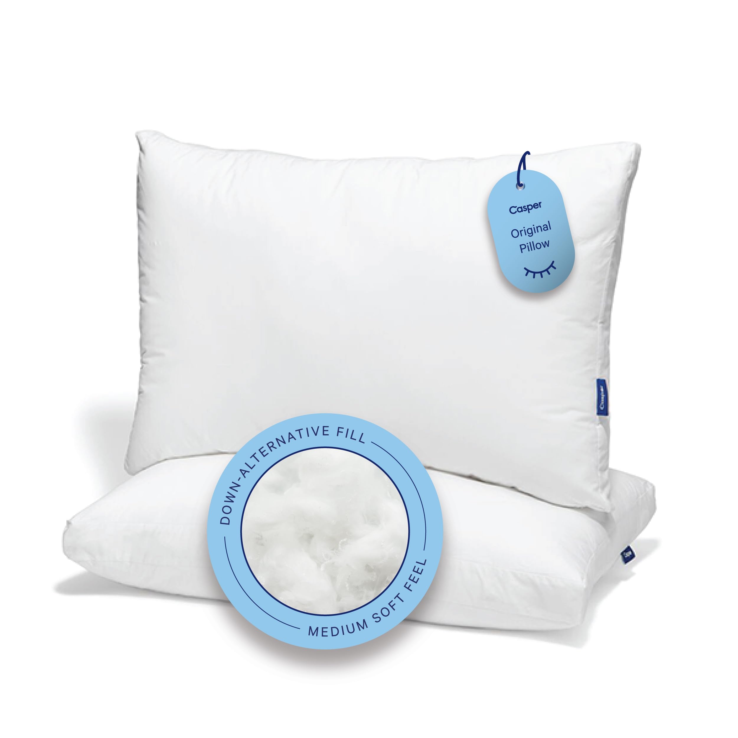 Casper Sleep Original Pillow 2-Pack box and pillows for quick setup and comfort