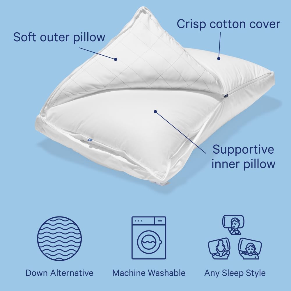 Casper pillow-in-pillow inner core close-up showing buoyant, responsive support