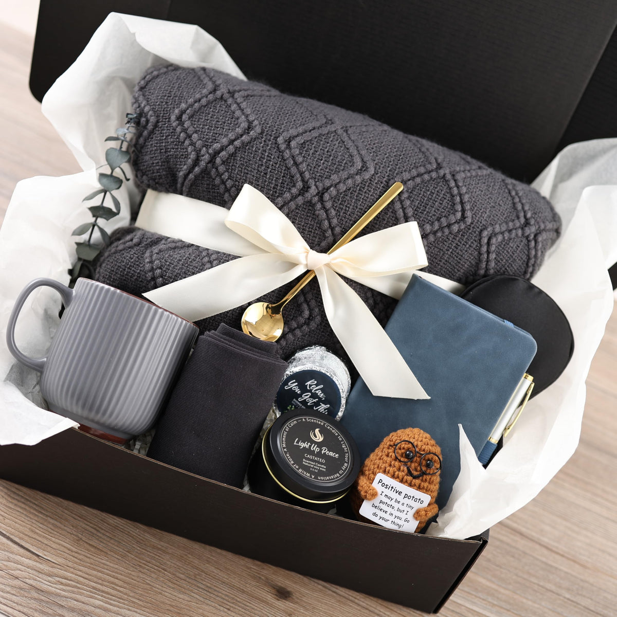 CASTATEO care package box with cozy essentials for recovery and comfort.