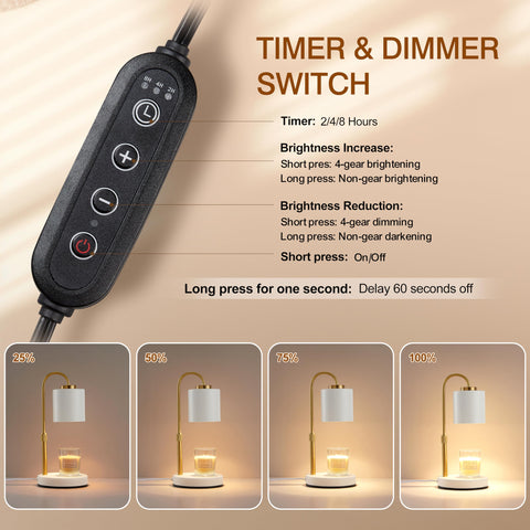 CASTLELIFE Candle Warmer Lamp height adjust enables gentler heat reach.