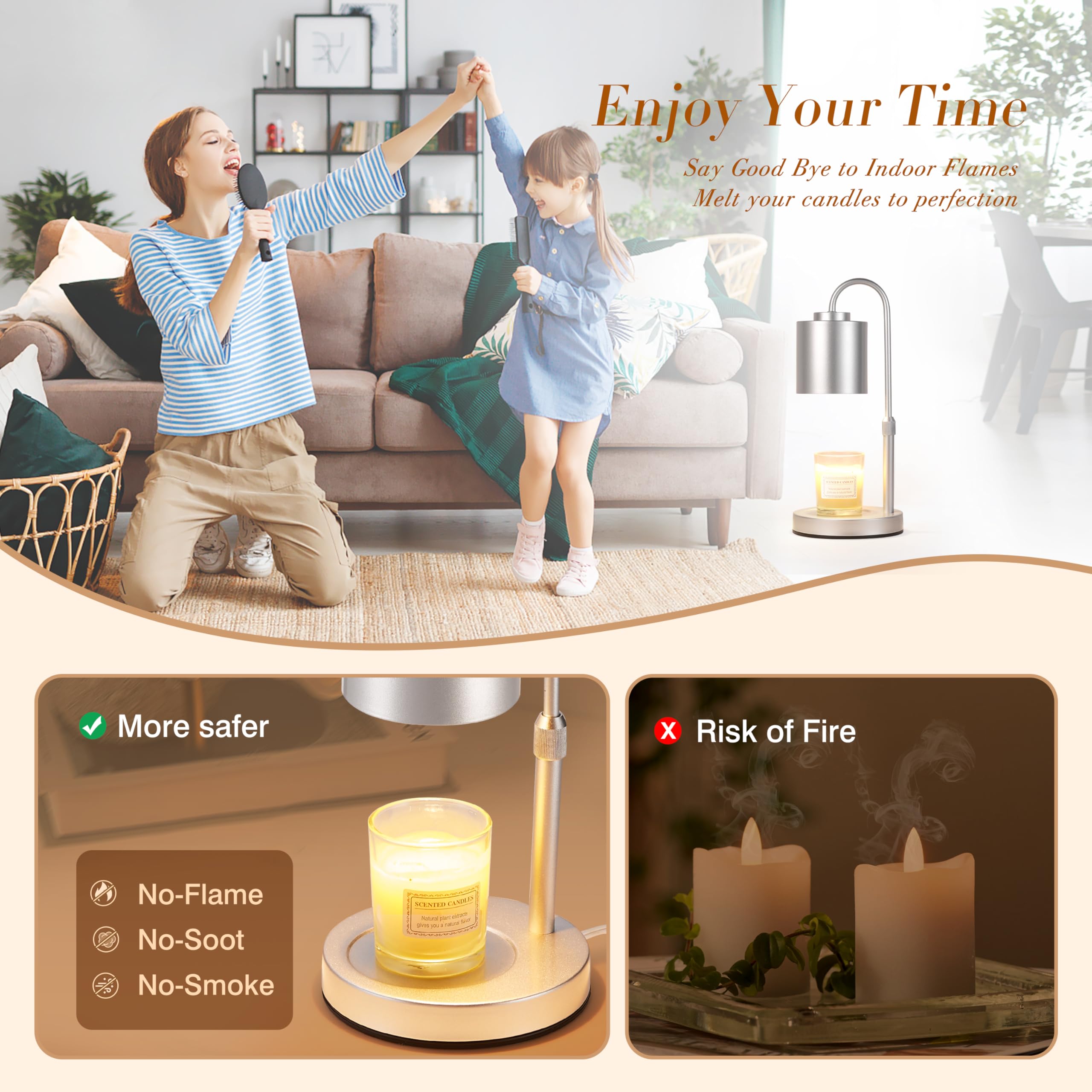 CASTLELIFE Candle Warmer Lamp adds elegant decor and cozy ambience.