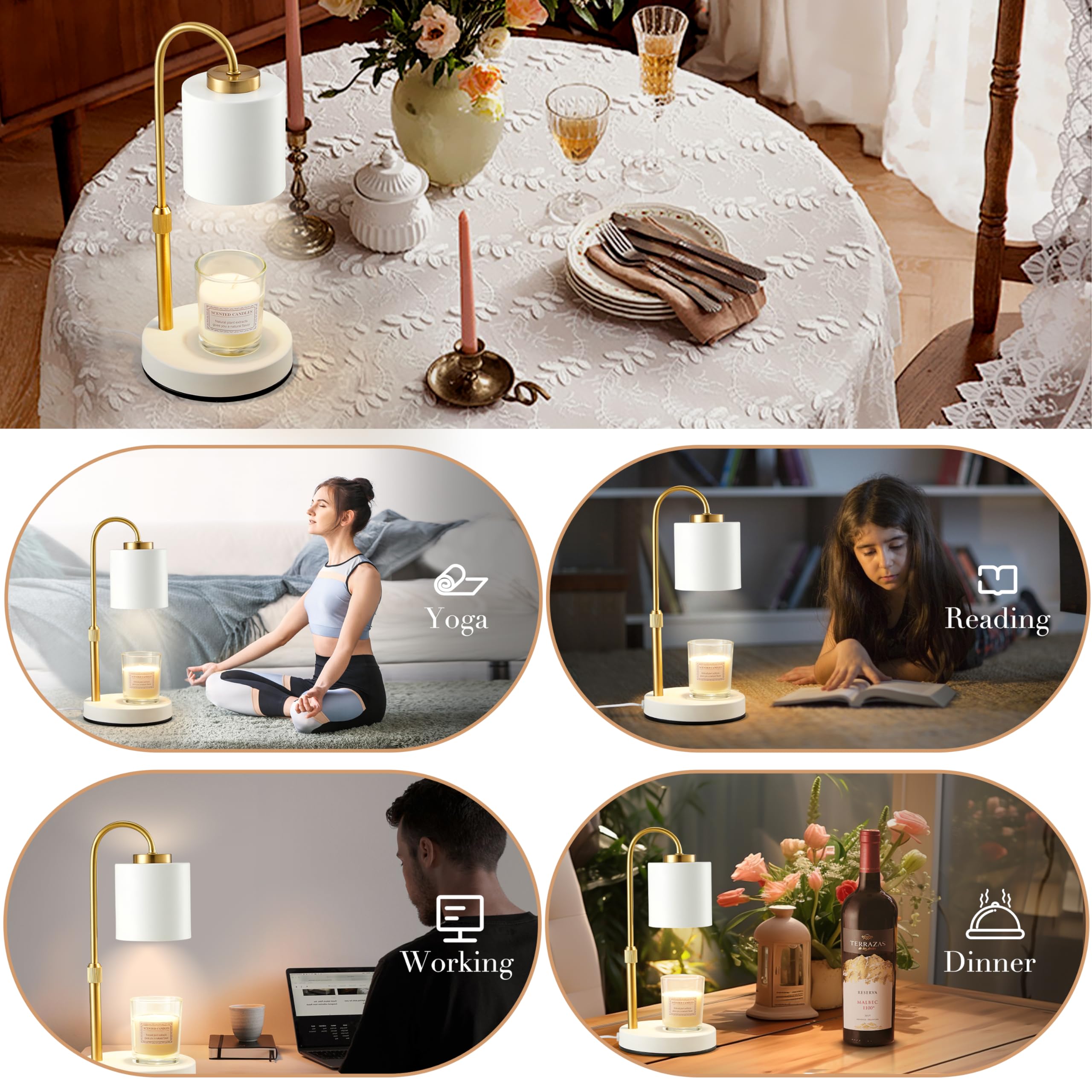 CASTLELIFE Candle Warmer Lamp no flame design for safer fragrance diffusion.