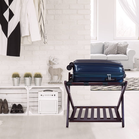 Casual Home luggage rack dimensions: 22.25 inches high by 26.75 inches wide by 16 inches deep.