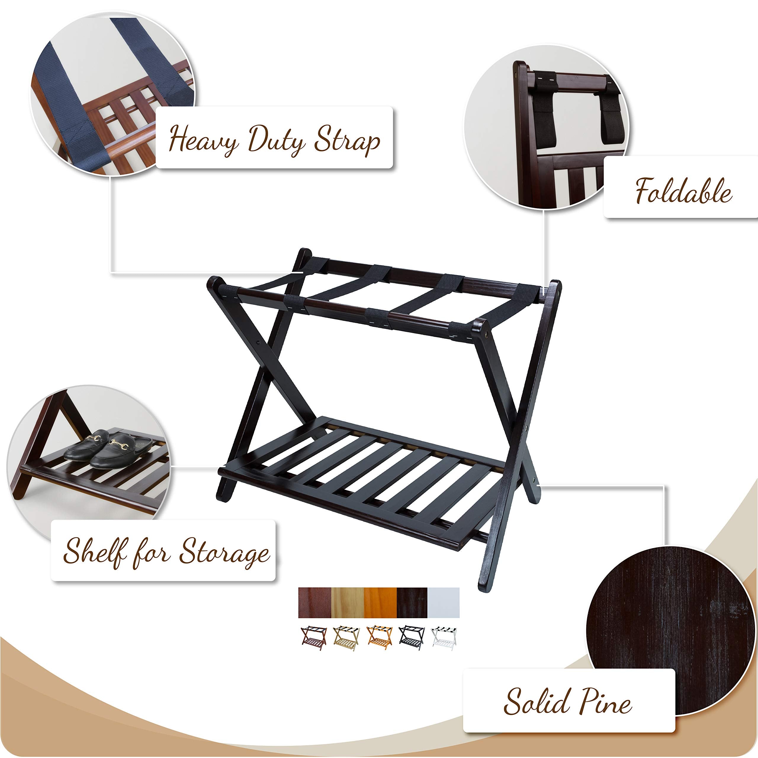 Casual Home luggage rack lower shelf used as shoe rack or extra storage.