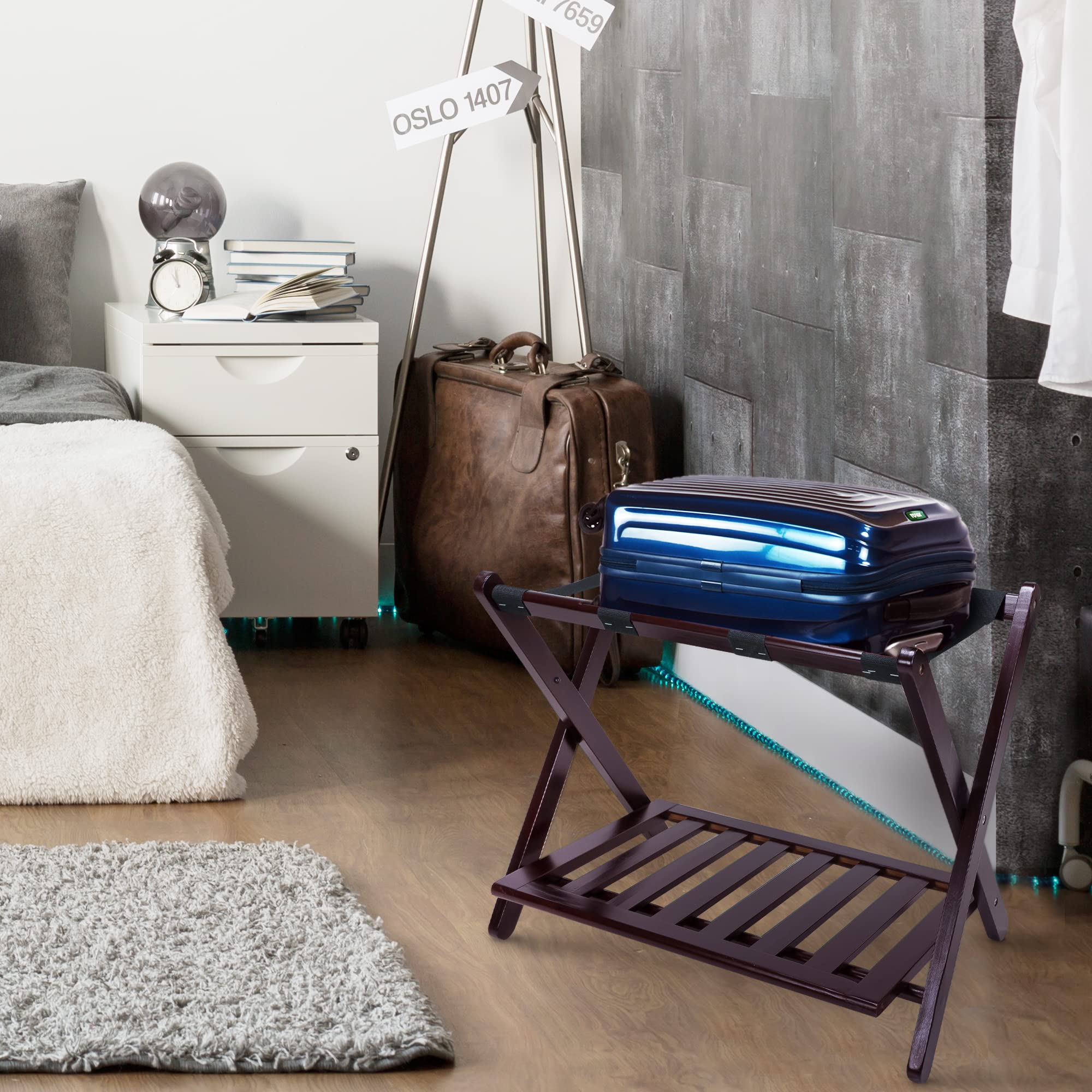 Casual Home luggage rack with reinforced straps for added support.