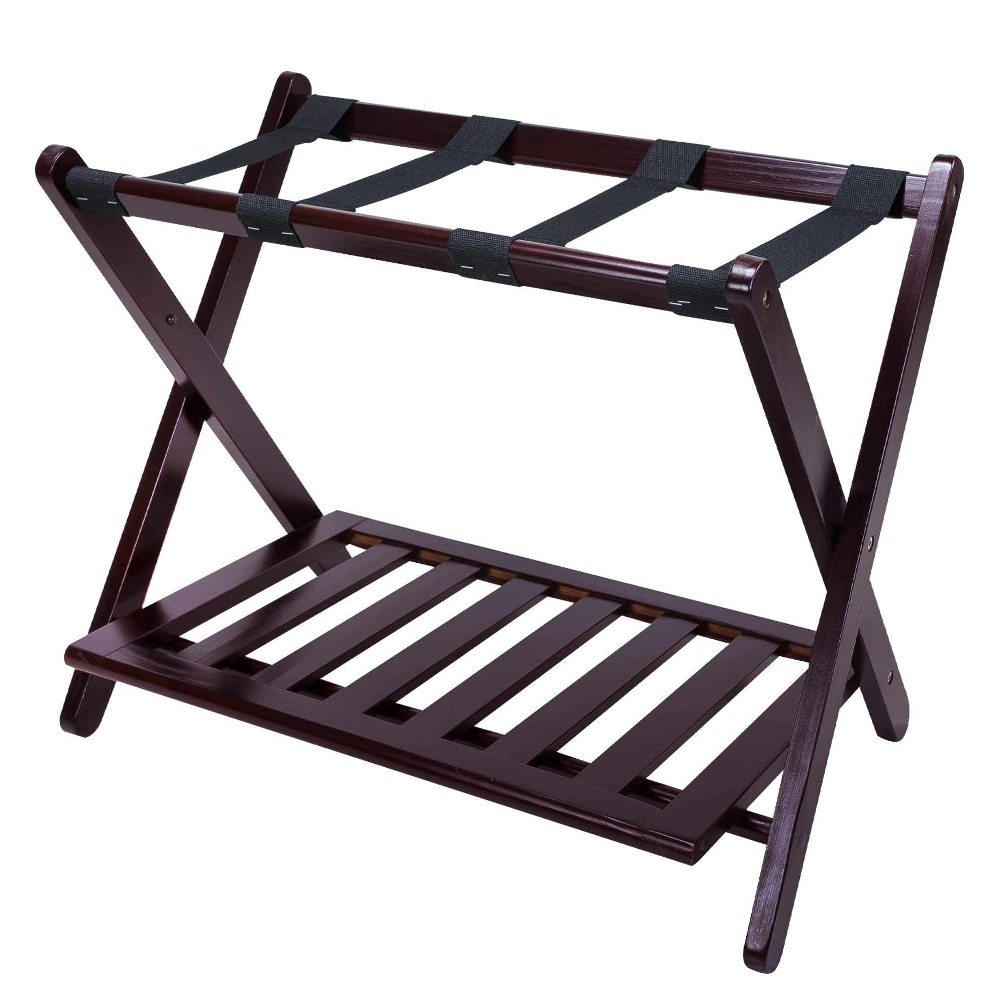 Casual Home luggage rack top view showing 26.75 inch wide surface for most suitcases.