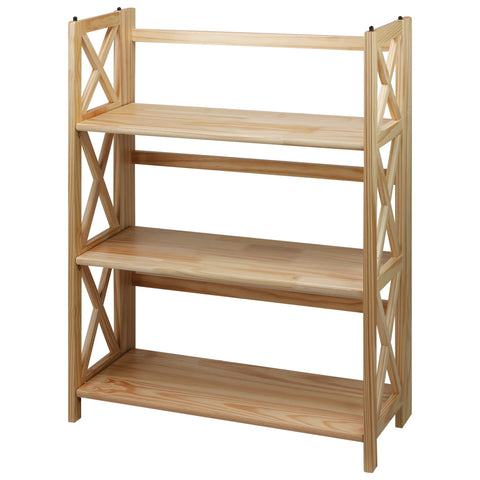 Casual Home Montego 3-Shelf Folding Bookcase shows natural finish and accessible storage.