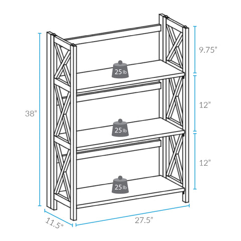 Casual Home Montego X-design-edges balance shelves and prevent tipping.