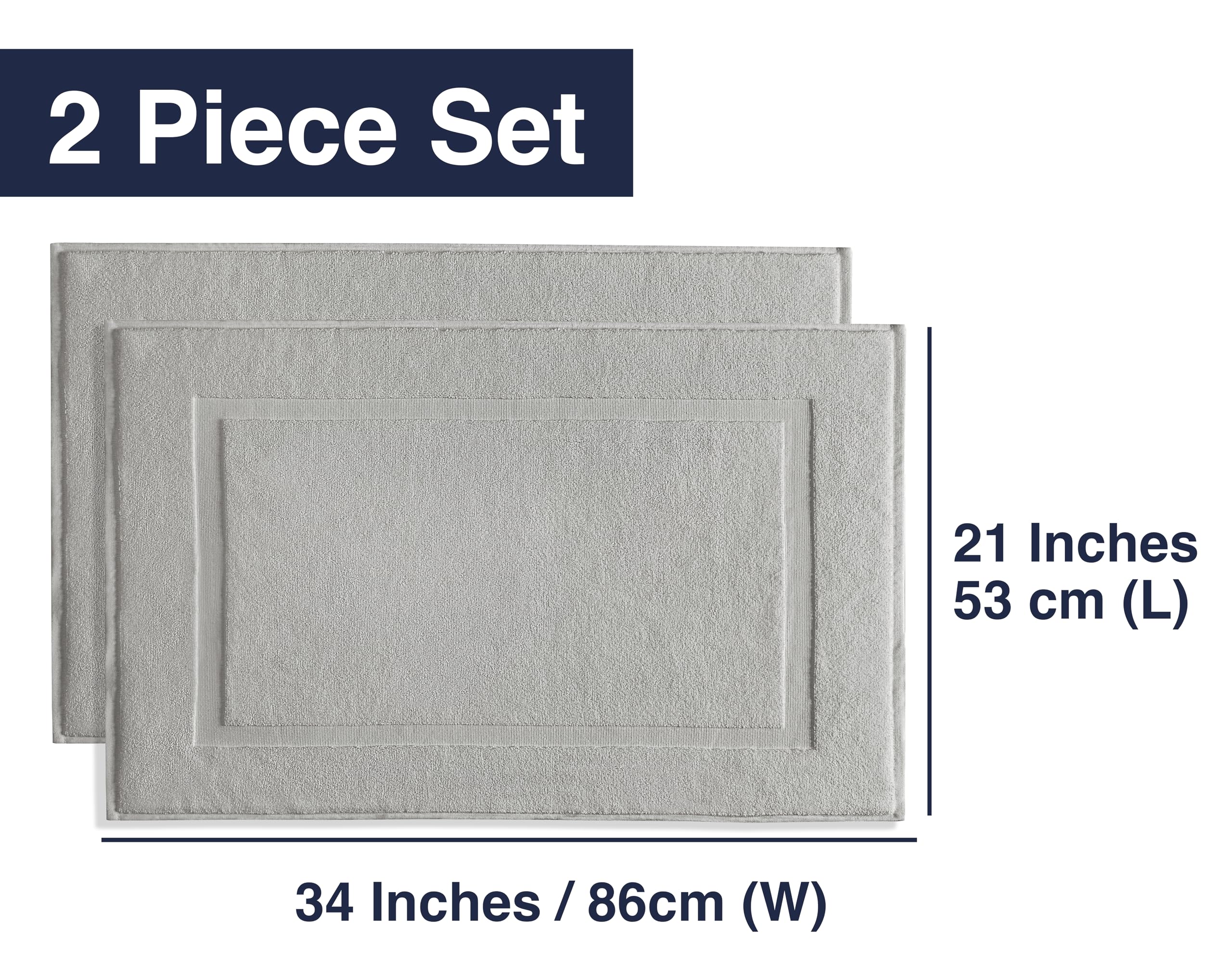 Casual Living grey cotton bath mat 34x21 folded, compact storage and quick dry.