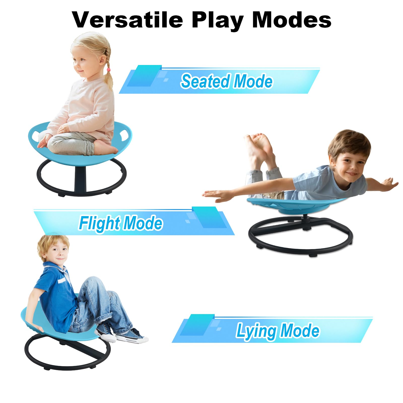 Casuenia spinning chair provides easy quiet rotation for calm focused play