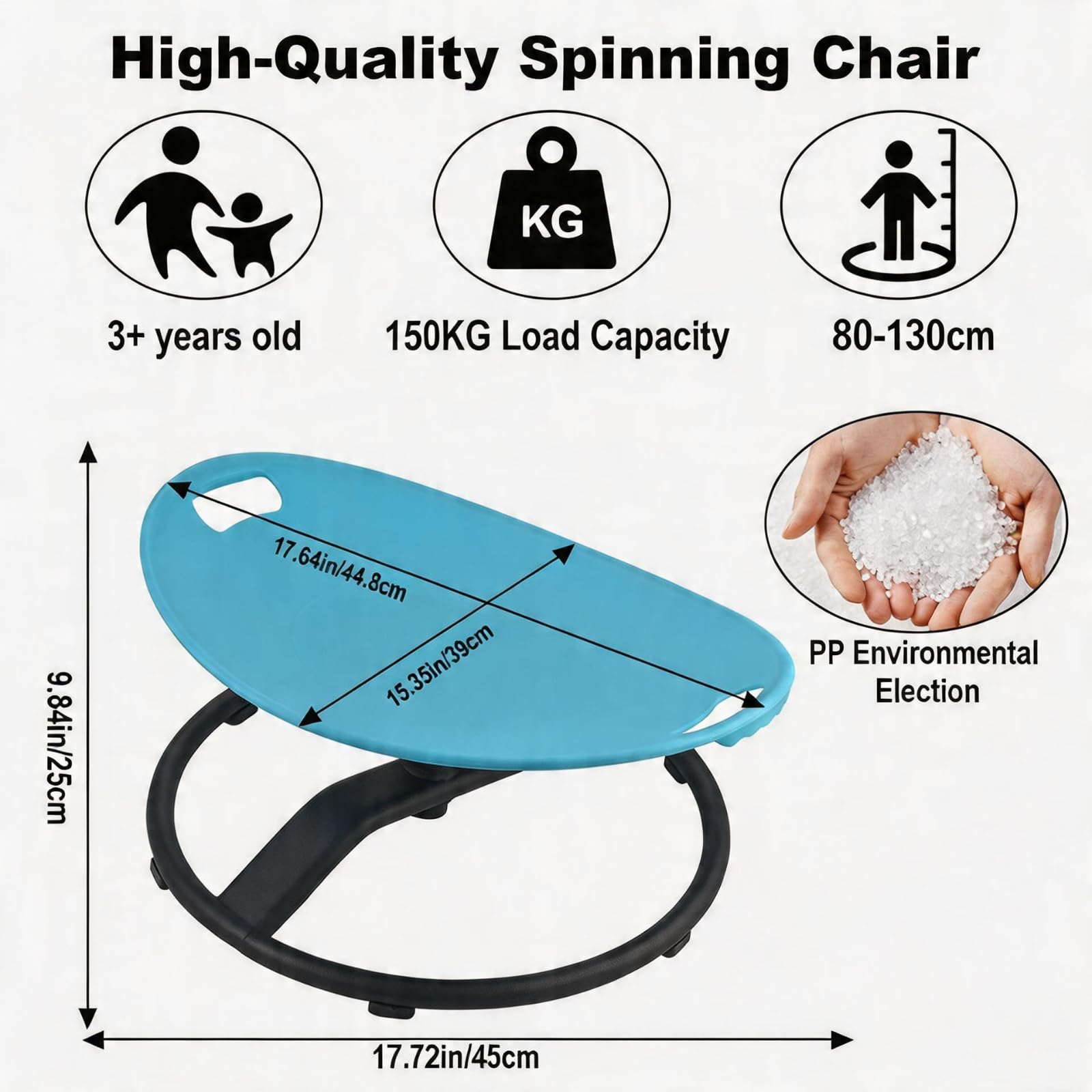 Casuenia chair shows safety handles for stable, worry free play