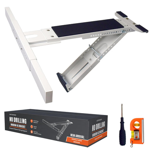 CAT SO RICH no-drill window AC bracket installed inside for damage-free apartment mounting