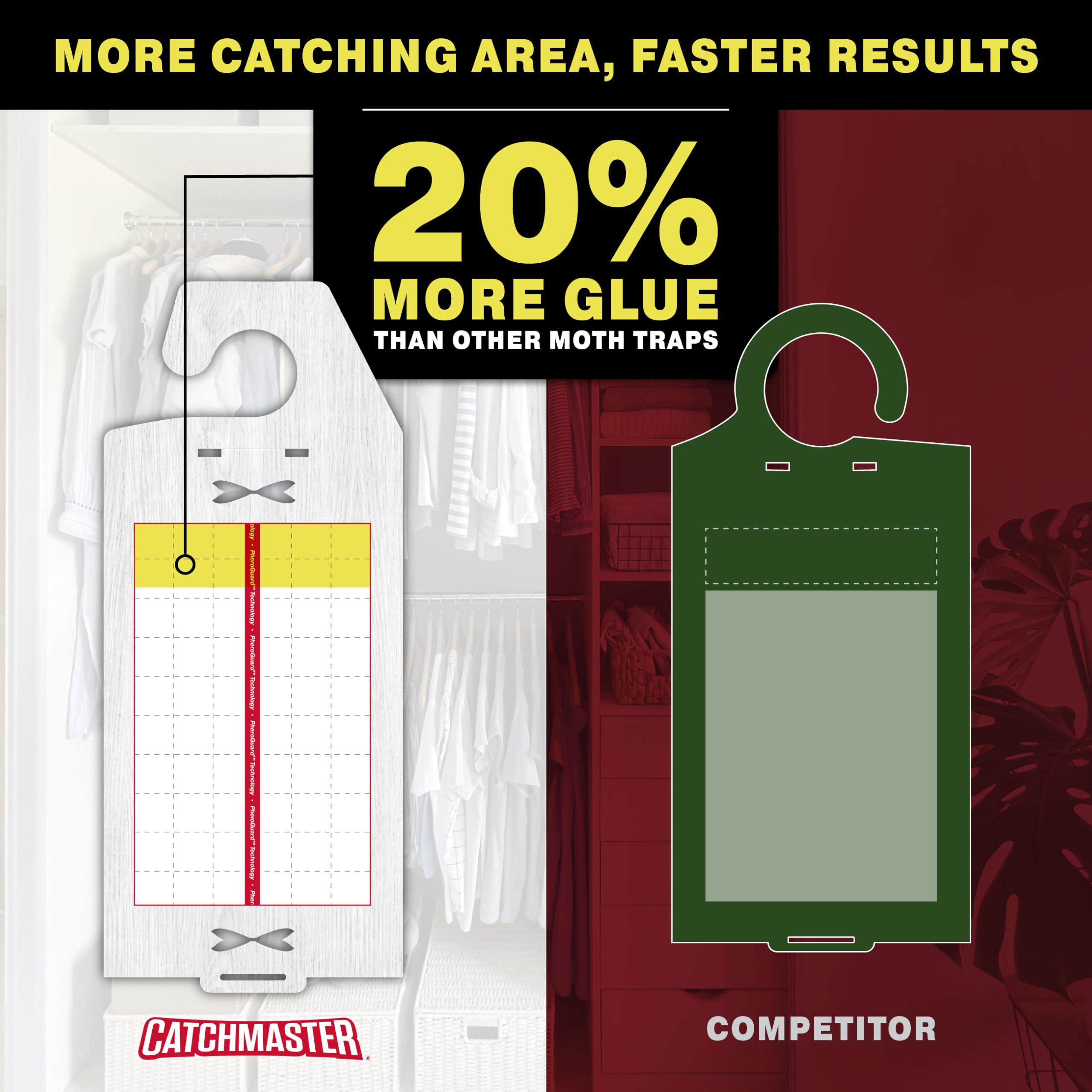 Catchmaster 6-pack traps are ready to use indoors on textiles.