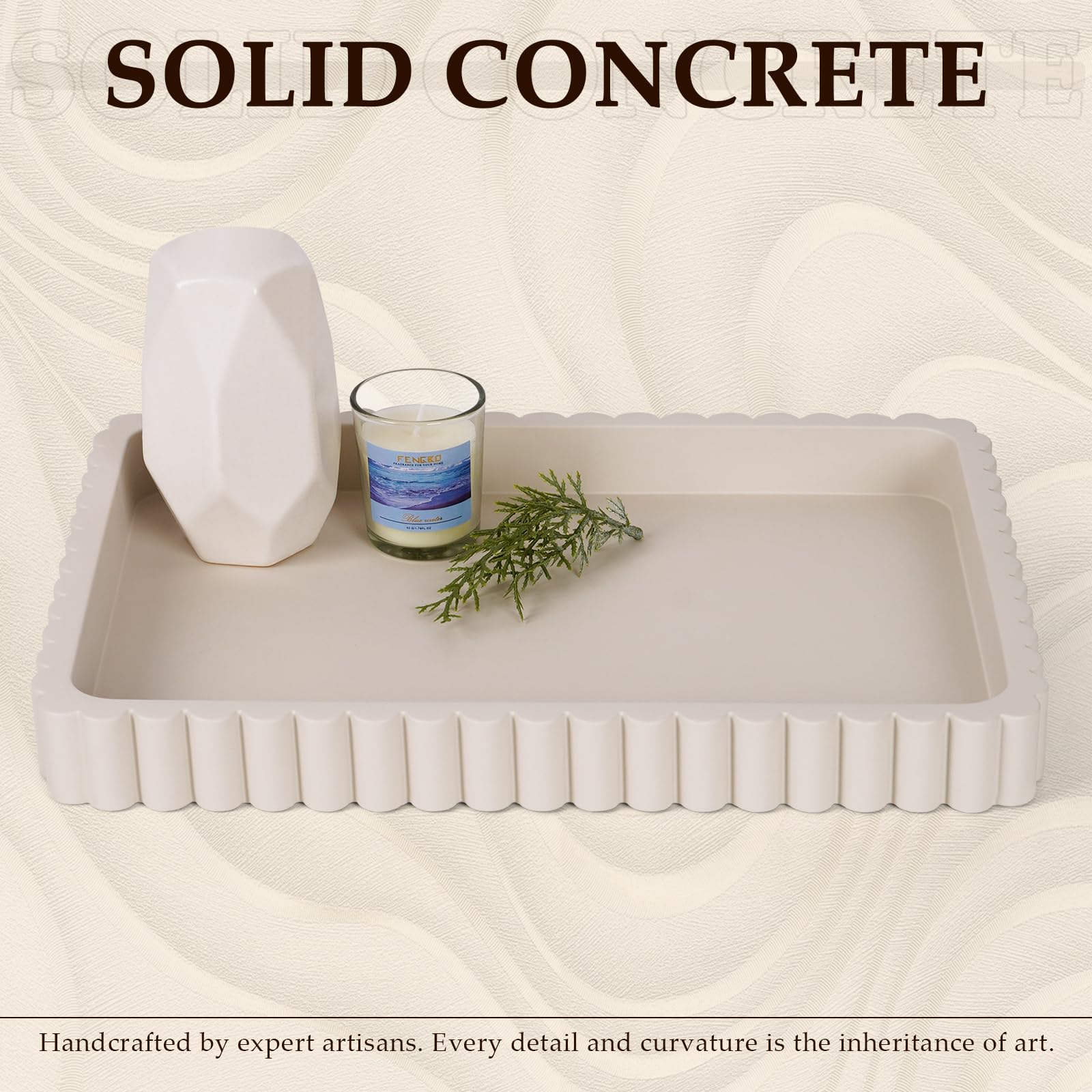 Cathyeen concrete tray close-up texture showcases artisanal craftsmanship and durable material.