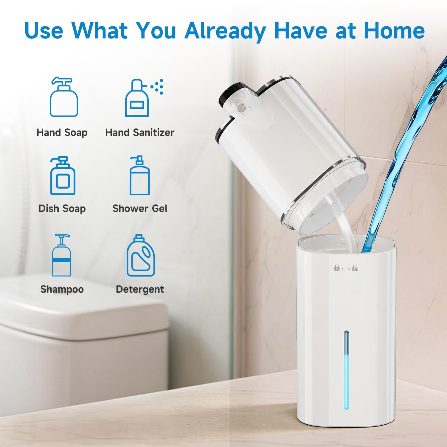 CATIRE compatible with liquid soap, hand soap, and dish detergent.