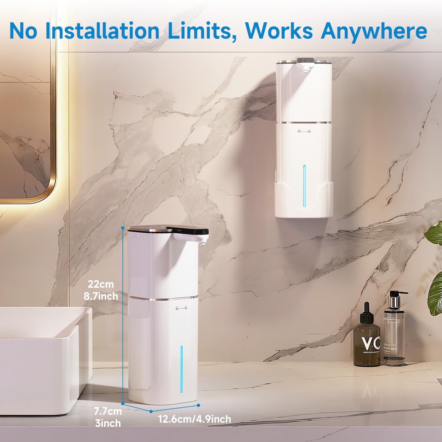 CATIRE versatile mounting on wall or countertop for flexible placement.